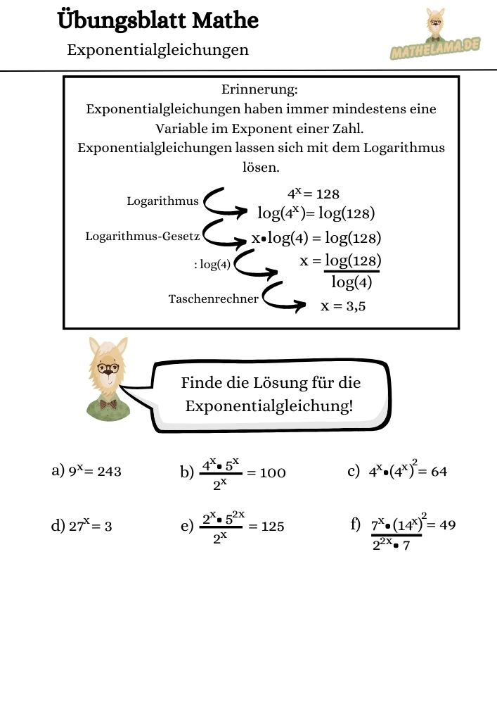 Beispiel Mathe Übungsaufgaben